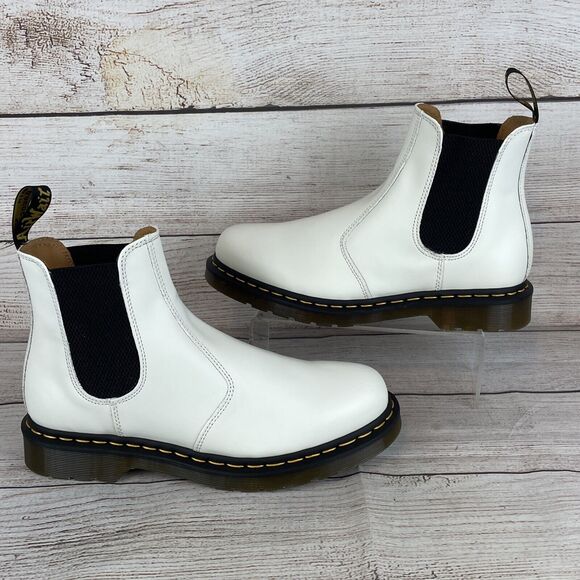 Dr. Martens 2976 Quad Womens Sz 11 Chelsea Boots White Leather Slip On - Picture 1 of 9